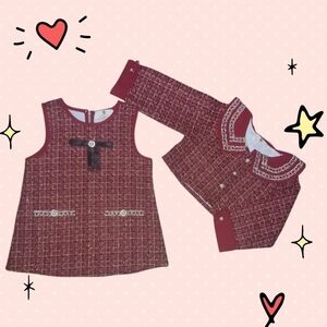 Red and White Tweed Dress and Jacket Set